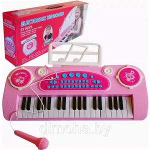 Синтезатор детский, арт. 328-03B (розовый), 37 клавиш, от бат. 4хАА