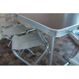 Туристический раскладной стол чемодан AUSINI Коричневый (120х60х70), 4стула