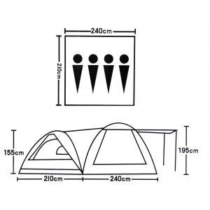 Палатка кемпинговая 4-х местная (кухня-шатер), арт. Lanyu LY-1706 (480x240x195см)