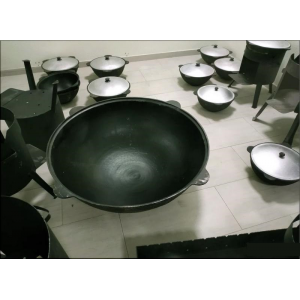 Узбекский казан чугунный 12 литров с крышкой (плоское дно). Наманган