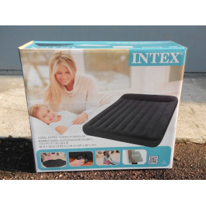 Надувной матрас Intex 183x203x30(25) с подголовником, арт. 64144 (темно-серый)