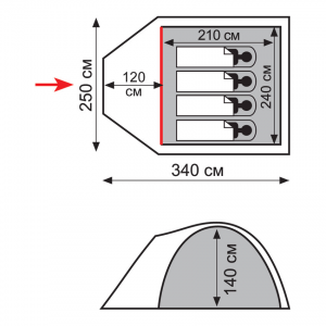 Палатка Универсальная Totem Chinook 4-х местная, арт. TTT-017 (340x250x140)