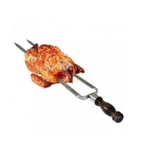 Кованный шампур с деревянной ручкой (Вилка) для курицы 40 см