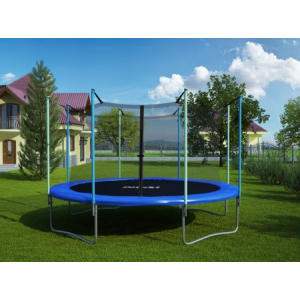 Батут Atlas Sport 374 см (12ft) с внутренней сеткой и лестницей BLUE