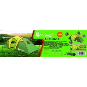 4-хместная 2-хкомнатная туристическая палатка MirCamping, 430х215х170, арт. 1002-4