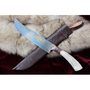 Нож Пчак с ручкой из белого рога Сайгака (средний), №2