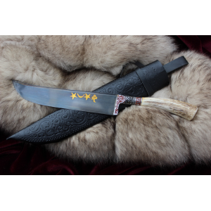 Нож Пчак с ручкой из белого рога Сайгака (малый)