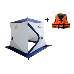 Зимняя палатка «Следопыт «Куб» обеспечивает комфор, 175х175х175 , S по полу 3,1 кв.м, 3 слоя,  цв. синий/белый