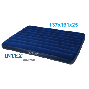Надувной матрас кровать Intex 64758 (усиленный), 137х191х25 + ручной насос