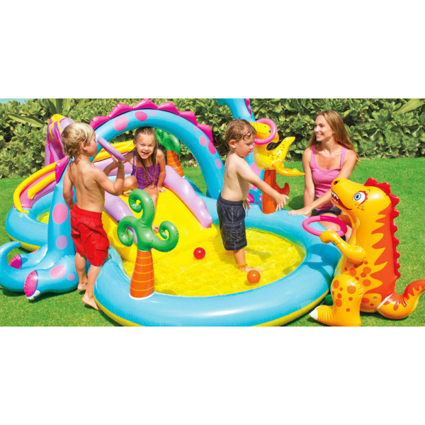 Надувной детский бассейн Intex 57135 Dinoland 302x229x112