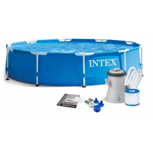 Каркасный бассейн Intex 305×76см с фильтр-насосом 1250 л/ч, тентом и альгитинн, арт. 28202 в наборе