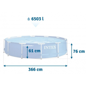 Набор!!! Каркасный бассейн Intex 366х76см, с тентом и альгитинн, арт. 28210 в наборе