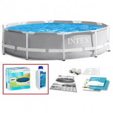 Набор!!! Каркасный бассейн Intex 366х76см, с тентом и альгитинн, арт. 26710 в наборе