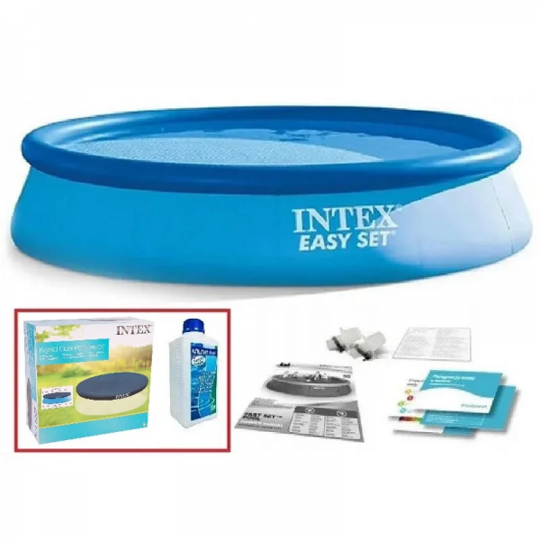 Набор!!! Надувной бассейн Intex Easy Set Pool 244x61см, с тентом и альгитинн, арт. 28106 в наборе