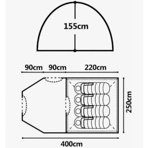 Палатка туристическая 4-х местная MirCamping 1036МС, 440х245х190см
