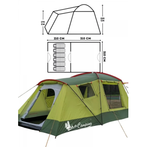 Палатка-шатер туристическая 6-ти местная MirCamping арт. 1500-6, 520х310х220см
