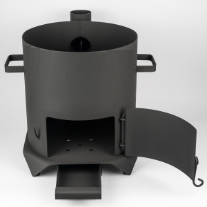 Печь для казана (3 мм) с дымоходом и ЗОЛЬНИКОМ 