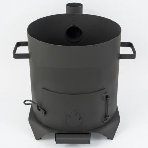 Печь для казана (2мм) с дымоходом и ЗОЛЬНИКОМ 