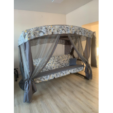 Качели садовые Мобеком Секвойя (серый матрас цветочный принт)  230х143х160 см