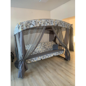 Качели садовые Мобеком Секвойя (серый матрас цветочный принт)  230х143х160 см