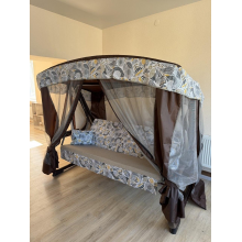 Качели садовые Мобеком Секвойя (коричневый матрас цветочный принт)  230х143х160 см